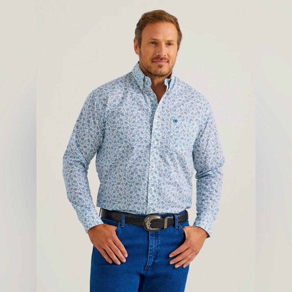 George straight wrangler NWT relaxed fit paisley button down shirt XL western